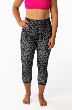 Olivia is an 8-10 wearing a size M Grey Leopard, White Leopard, Capri Leggings, So Beautiful, So Excited, Women Empowerment, Parachute Pants, The White, Dark Grey