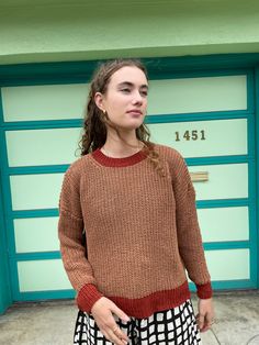 Our Chunky Sweater is hand knit and naturally dyed by our artisans in India. For this cozy sweater we use 100% organic cotton of course. Dimensions: Measured flat (It's a loose knit so there is a lot of stretch possible): Small: Chest 59cm/23in, Length 49cm/19.2in, Sleeve length 40cm/15.7in Medium: Chest 61cm/24in, Length 51cm/20in, Sleeve length 40cm/15.7in Large: Chest 63cm/25in, Length 53cm/20.8in, Sleeve length 40cm/15.7in Care: To maintain its beauty, hand wash in lukewarm water or machine Casual Brown Knitting Pattern For Fall, Bohemian Chunky Knit Brown Sweater, Bohemian Brown Chunky Knit Sweater, Relaxed Fit Brown Sweater For Layering, Brown Textured Knit Relaxed Fit Sweater, Cozy Hand Knitted Brown Sweater, Cozy Hand-knitted Brown Sweater, Fall Chunky Knit Brown Knitting Pattern, Bohemian Textured Knit Sweater With Crew Neck