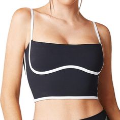 New Without Tags Tops Square Neck, Basic Crop Tops, Cute Sports Bra, Sports Bra Design, Bra Tank, White Sports Bra, Tank Top Bras, Padded Sports Bra, Spring Street Style