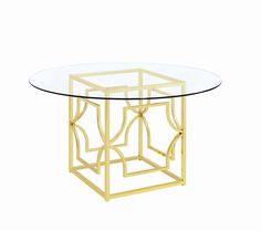 Starlight Brass Dining Table Base from Coaster - Luna Furniture Square Glass Table, Brass Dining Table, Dining Table Base, Dining Table Gold, Gold Dining, Geometric Table, Glass Table Top, Glass Top Dining Table, Dining Table Bases