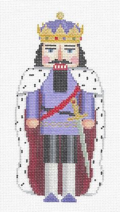 a cross stitch pattern of a nutcracker with a crown on it's head