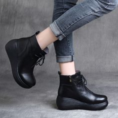 Retro Platform Wedge Women Boots |Gift Shoes — Obiono Platform Boots Chunky, Summer Boots, Comfortable Wedges, Buckle Ankle Boots, Chunky Heels Boots, Winter Color, Chunky Heels Sandals, Women Boots, Winter Boots Women