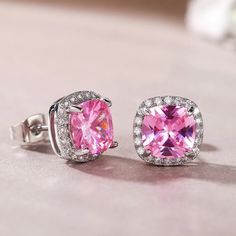 Really Pretty Lab Created Pink Sapphire (Cubic Zirconia) 925 Sterling Silver Stud Earrings. New Condition And Comes In A Gift Box. Metal Type ~ Stamped S925 Sterling Silver Gemstone Type ~ Cubic Zirconia Bundle & Save: Bundle 2 Or More Items For A Private Discount Next Day Shipping On All Orders 5 Star Rated Poshmark Ambassador Pink Halo Setting Fine Jewelry Earrings, Fine Jewelry Pink Earrings With Halo Setting, Pink Cubic Zirconia Jewelry With Halo Design, Pink Halo Design Fine Jewelry Earrings, Pink Halo Earrings Fine Jewelry, Classic Pink Drop Earrings, Pink Earrings With Halo Design Fine Jewelry, Classic Pink Cubic Zirconia Jewelry, Fine Jewelry Pink Earrings With Halo Design