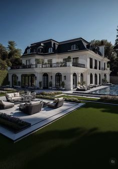 an artist's rendering of a large white mansion