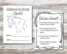 a horse is shown on the front and back of this printable coloring book for kids