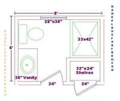 a bathroom floor plan with measurements for the toilet and sink area, including two separate stalls