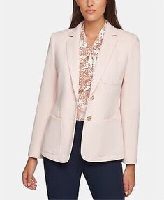 Great shopping ideas for Tommy Hilfiger Patch Pocket Two-Button Blazer,, Women's Coats Jackets Light Pink Blazers, Band Jacket, Work Blazer, Blazer Women, Tommy Hilfiger Jackets, Michael Kors Collection, Pink Jacket, Plaid Blazer, Suit Separates