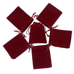 six pieces of red velvet bags tied together