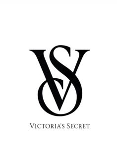 the victoria's secret logo is shown in black and white on a white background