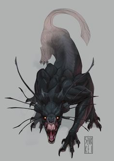 a black dragon with red eyes and fangs