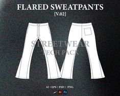 Flared sweatpants mockup vector is a digital illustration or graphic representation of a specifically designed for men. It showcases the front and back view of a flared sweatpants in a fully customizable vector format. This mockup allows designers to easily present and visualize their own designs, patterns, or logos on the sweatpants, creating a professional and realistic presentation. The vector format ensures that the image can be scaled and edited without losing quality. Whether it's for fashion design, showcasing products, or creating marketing materials, this mockup vector serves as a versatile tool for designers to bring their ideas to life. ♡ This vector flat sketches is ready to use and it is perfect for you to start your own design development. It's easy to change colors, edit det Sweatpants Mockup, Tech Pack Template, Fashion Tech Pack, Flared Sweatpants, Drawing Illustrator, Flat Sketches, Tech Pack, Clothing Mockup, Streetwear Clothing