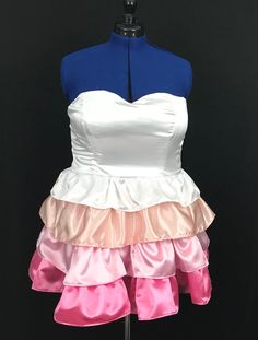 Here is a cute sleeveless evening dress or cosplay dapper dress inspired by Rose Quartz from the show Steven Universe. Bodice portion is lined, skirt and ruffles are not. Dress zips in the back. Applique star optional (not pictured). Measurements needed: Bust, bra, underbust, waist, hip, waist to hem. I can do plus size, but there will be a charge for extra materials. International orders may incur custom fees beyond my control. This is a handmade item, so each piece is unique. Princess Style Dresses With Ruffles For Cosplay, Cosplay Princesscore Dresses With Ruffles, Princesscore Cosplay Dress With Ruffles, Princesscore Ruffle Dresses For Cosplay, Princesscore Dresses With Ruffles For Cosplay, Princesscore Sleeveless Ruffle Dress, Fairy Kei Ruffled Dress For Fancy Occasions, Ruffled Dresses For Cosplay Events And Costume Parties, Pink Sleeveless Princesscore Dress