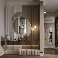 BRABBU: Fall in love with this neutral tones hal... Lobby Interior Design, Hallway Design, Lobby Interior, Classic Interior Design, Hall Design, Home Entrance Decor, Home Room Design