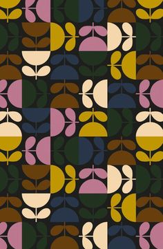 an abstract pattern with leaves and circles