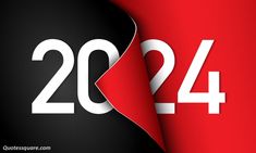 a red and black background with the number twenty four in white on it's left side