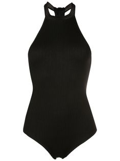 black stretch-design fine ribbed halterneck sleeveless Be mindful to try on swimwear over your own garments. Summer High Neck Halter Top For Beach, Sleek Stretch Sleeveless Swimwear, Sleek Sleeveless Stretch Swimwear, Sleeveless High Stretch Bodysuit For Beachwear, Black High Neck Halter Top For Summer, Elegant High Stretch Sleeveless Swimwear, Elegant Sleeveless High Stretch Swimwear, Ribbed Halter Neck Top For Summer, Summer High Neck Bodysuit For Night Out