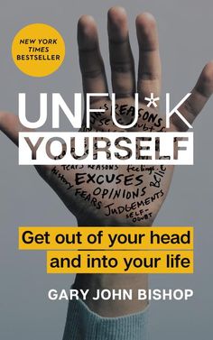 a person holding their hand up with the words unfuk yourself written on it