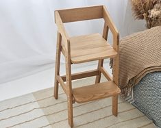 Oak Armchairs With Naturalupholstery linen and Cotton Armchair Inspired by the Mid Century Modern Style - Etsy UK High Kitchen Island, Childrens Step Stool, Step Stool Kids, Kitchen Counters, Kids Furniture, Step Stool