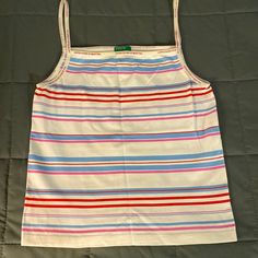 Strappy, Stretchy Summer Top From United Colors Of Benetton Italian Vintage Collection Was Never Worn And Is In Excellent Condition. Playful Striped Cotton Tops, Playful Multicolor Cotton Top, Cute Multicolor Cotton Tank Top, Cute Striped Cotton Tops, Playful Multicolor Cotton Tank Top, Thrift Board, Random Clothes, Sublimation Ideas Projects Inspiration, Sublimation Ideas