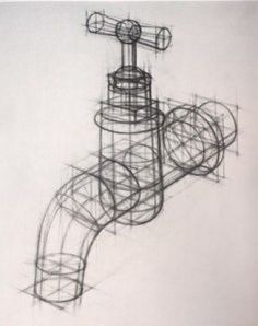 this is a drawing of a pipe that has been drawn with graphite on paper