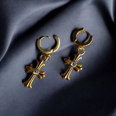 ✨ Elevate Your Style! ✨ Embrace the gothic punk aesthetic with these stunning Cross Dangle Stud Earrings, crafted from durable stainless steel in striking gold and silver tones! These unisex earrings are the perfect accessory to add a meaningful touch to any outfit and make a great gift for Halloween 🦇 or any special occasion 🎁. Grab a pair now and shine with your unique flair! ✨ Diameter: 12mm Thickness: 2.5mm 👑 Order now and stand out in style! Made for you by AtelierSimurgART ✨ Earrings Gothic, Unisex Earrings, Punk Aesthetic, Jewelry Men, Steel Cross, Punk Jewelry, Gothic Punk, Men Earrings, Cross Earrings