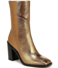 From Franco Sarto&#x2C; the Stevie Metallic Leather Booties feature:Metallic leather upperInside zipper closureSynthetic liningSynthetic outsoleApprox. 7.09" boot shaft heightApprox. 9.84" boot shaft circumferenceApprox. 3.5" heel heightImported. Franco Sarto, Dillard's, Leather Booties, Metallic Leather, Boot Shoes Women, Mid Calf, Bootie Boots, Clothing Accessories, Heel Height