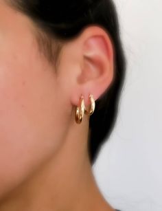 "Simple. Chic. Minimalist™ These earrings sell as a PAIR. A pair of perfectly dainty, thick Gold hoop earrings handcrafted from High quality 14K Gold filled or Sterling Silver. Very dainty and delicate earrings that you'll cherish. Earrings are 3mm thick And are made only with top quality materials Model is wearing 0.8\" and 0.6\" hoops Also available with Sterling silver. ❤️ Available in other sizes! Pls select your preferred material and size from the drop down menus. Size convert: 0.6 inch= 1 Hypoallergenic Gold Plated Hoop Earrings, Gold Hypoallergenic Hoop Huggie Earrings, Gold Hoop Huggie Earrings Hypoallergenic, 14k Gold-filled Tarnish-resistant Hoop Earrings, Hypoallergenic Gold Hoop Huggie Earrings, 14k Gold Filled Tarnish Resistant Hoop Earrings, Tarnish Resistant 14k Gold Filled Hoop Earrings, Gold Hypoallergenic Huggie Hoop Earrings, Huggie Hoop Earrings In Gold, Hypoallergenic