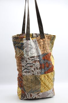 Handmade Rectangular 1970's Batik Tote Bag - Jianhui London Batik Fabric Projects, Handmade Fabric Purses, Patchwork Tote Bags, Simple Tote, Fabric Purses, Favorite Handbags, Quilted Totes, Big Bags, Patchwork Bags