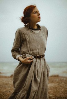 Ruth Dress, Linen Simple Clothing, Dress Linen, Prairie Style, Boho Look, Vintage Clothes, Linen Dress, Button Detail, Raw Edge, Vintage Boho