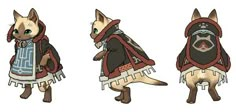 some type of animal with different outfits and clothes on it's back, including a cat