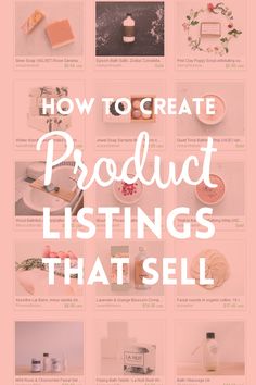 a pink poster with the words how to create product listing that sell in white letters