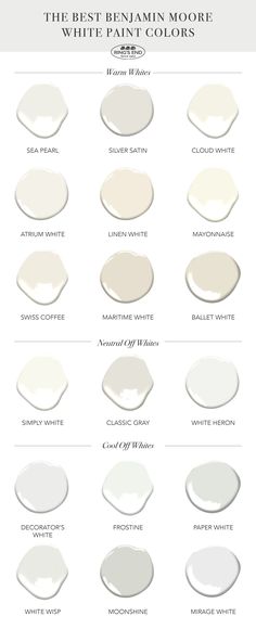 the best white paint colors for walls and floors in different shades, from light to dark