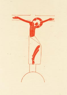 a drawing of a man on the cross with his arms stretched out and feet crossed