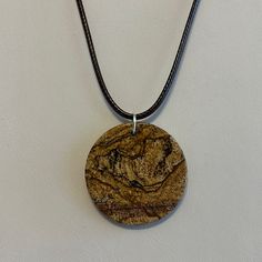 Brand New In Box. Necklace Is 18” With A 2” Extension. A532 Brown Leather Necklace, Natural Picture, Box Necklace, Picture Jasper, Round Pendant, Leather Necklace, Womens Jewelry Necklace, Brown Leather, Jewelry Necklaces