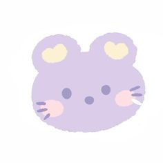 a purple cat with yellow eyes and ears on it's face is shown in the shape of a heart