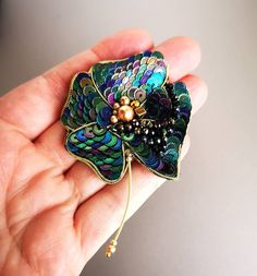 "One of a kind bead embroidered Pansy Flower brooch - jewelry inspired by Nature. Unique designer's jewelry - beautiful gift for mom, gift for wife, gift for sister - gift women. The brooch is carefully bead embroidered using highest quality materials - Swarovski Pearls and Crystals, French wire, metallic decorative elements, sequins, genuine leather.  * Size: 2.5X2.5 inches (6X6 cm)  * Basic color: blue, black * Ready to ship! * Gift packed! Custom orders are welcome! Please, remember - all of Embroidered Pansy, Designer Brooch, Swarovski Brooch, Brooch Art, Pansy Flower, Jewelry Swarovski, Pansies Flowers, Jewelry Beautiful, Brooch Jewelry