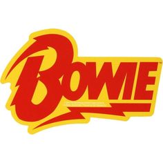 a sticker with the word bowe in red and yellow on it's side