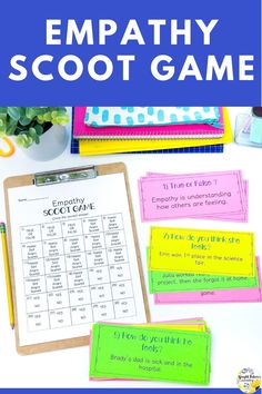 an empty game board with the words empathy scoot game written on it