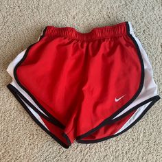 Rlly Cute And In New Condition Nike Shorts New Without Tag Red Athletic Shorts For Spring In Athleisure Style, Red Stretch Athletic Shorts For Spring, Red Athleisure Shorts For Spring, Nike Red Athleisure Bottoms, Red Athletic Shorts For Spring, Red Workout Shorts For Spring, Red Workout Bottoms Short Length, Nike Sporty Bottoms In University Red, Nike Red Athletic Shorts