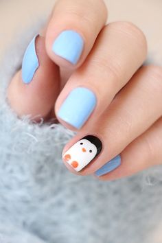 Nails ideas Painted Nails Ideas, Nails Animals, Penguin Nail Art, Beginner Nail Designs, Animal Nail Designs