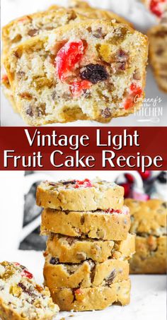 vintage light fruit cake recipe with text overlay