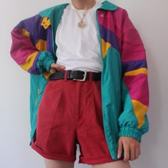 90s Fashion Bright, Tacky 80s Outfits, Colourful 90s Outfits, Retro Color Outfit, 80s Neon Aesthetic Outfit, Retro Outfits Colorful, Colorful Y2k Outfits Aesthetic, Funky Outfit Aesthetic, Funky 80s Outfits