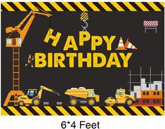 a construction themed birthday card that says happy birthday