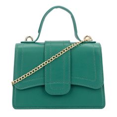 This faux- leather small crossbody bag features a versatile design with an elegant chain strap and snap closure. Sure it will not fit tons of things, but it will look seriously cute and stylish and will earn you many compliments. Green Shoulder Bag With Gold-tone Hardware For Evening, Evening Green Shoulder Bag With Gold-tone Hardware, Green Satchel With Gold-tone Hardware For Evening, Green Crossbody Shoulder Bag With Gold-tone Hardware, Elegant Green Flap Bag For Daily Use, Formal Green Bags With Fold Over Clasp, Green Satchel Shoulder Bag With Gold-tone Hardware, Trendy Green Satchel With Removable Pouch, Green Clutch Flap Bag For Evening