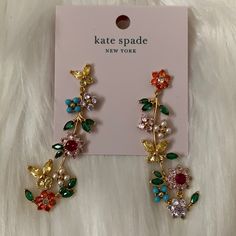 Kate Spade New Blooms Floral Linear Drop Earrings *New With Tags *Gold-Tone Stud Earrings *Gold-Tone Floral Linear Drop (Pave, Crystal, Turquoise, Pearl) *Approximate Dimensions: 2" In Length *Includes Kate Spade Dust Bag Kate Spade Dangle Jewelry For Party, Kate Spade Drop Earrings For Formal Occasions, Elegant Luxury Kate Spade Jewelry, Kate Spade Drop Earrings As Gift, Kate Spade Dangle Earrings As A Gift, Kate Spade Dangle Earrings For Party, Kate Spade Drop Earrings For Party, Kate Spade Elegant Formal Earrings, Kate Spade Dangle Earrings For Gifts