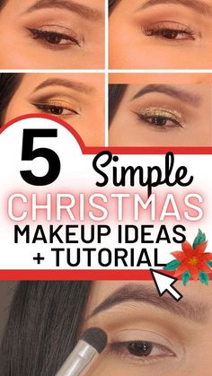 Holiday Make Up Looks, Easy Christmas Makeup Ideas, Christmas Eye Makeup Ideas, Makeup For Winter, 2022 Costume Ideas, Simple Christmas Makeup, Winter Makeup Looks