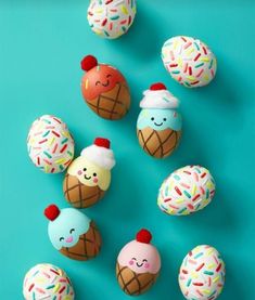 some ice cream cones with sprinkles on them