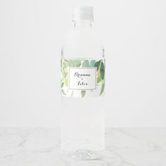 a bottle of water with a label on it