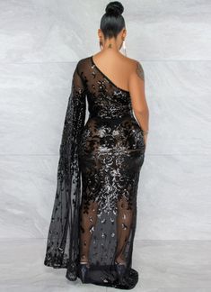 Material:95%Polyester+5%Spandex -This style is strapless and shorter in the front than in the back. It’s sexy, sophisticated, and sheer enough to be worn with confidence yet modest enough to provide coverage when needed. Dress this up or down for any season of the year! -To a sweet 16 or formal holiday party, this lovely sheer mesh evening dress is so festive and eye-catching. The sparkly sequins details will add a twinkle to your special look and make it truly unforgettable night. -Easy, breezy Off-shoulder Evening Dress With Sheer Sleeves, Evening Dress With Sheer Sleeves And Backless Design, Sheer One-shoulder Fitted Dress, Black Sheer Off-shoulder Dress, Chic Sheer One-shoulder Dress, Fitted Sheer Dress With Asymmetrical Neckline, Stretch Off-shoulder Evening Dress For Night Out, Black Asymmetrical One Shoulder Prom Dress, Sheer Fitted Dress With Asymmetrical Neckline