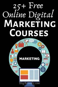 the cover of 25 + free online digital marketing courses